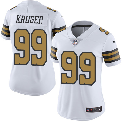 Women's Limited Paul Kruger Nike Jersey White - #99 Rush NFL New Orleans Saints